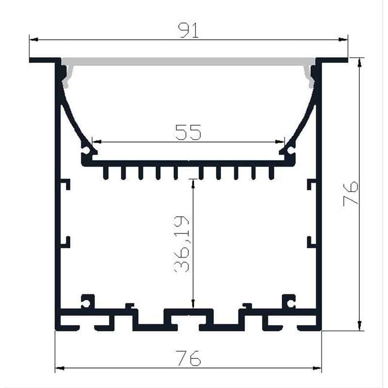 Profilé aluminium LED KD-LSP76/91-76 – suspendu, encastrable, en saillie – vue 4