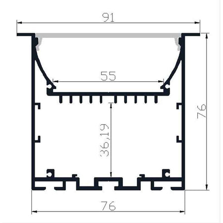 Profilé aluminium LED KD-LSP76/91-76 – suspendu, encastrable, en saillie – vue 4