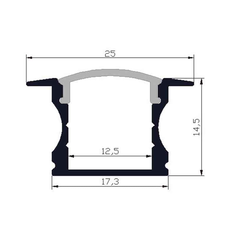 Profilé aluminium pour ruban LED KD-LSP17/25-14.5 – en saillie, encastrable – vue 2