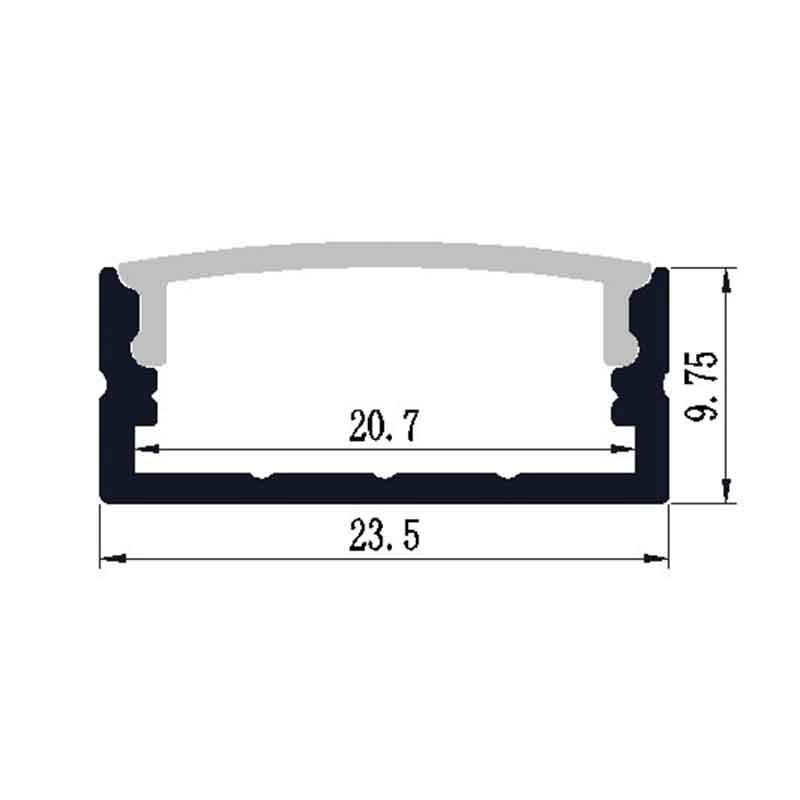 Profilé aluminium pour ruban LED LSP23.5/30-10 – en saillie, encastrable – vue 2