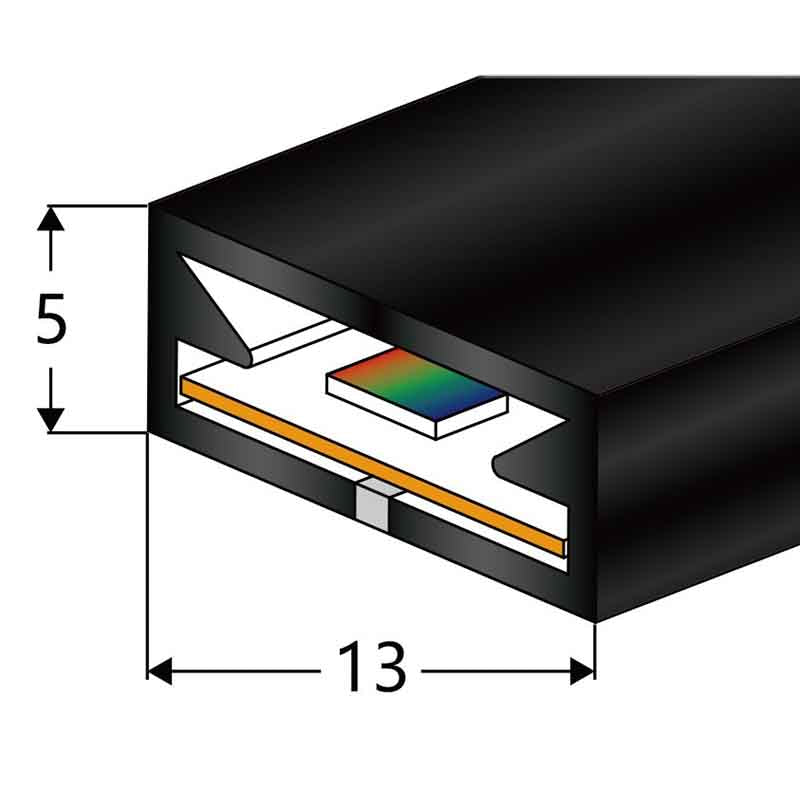 Profilé silicone pour ruban LED KAZASILI 0513 – étanche IP67, noir – vue 4