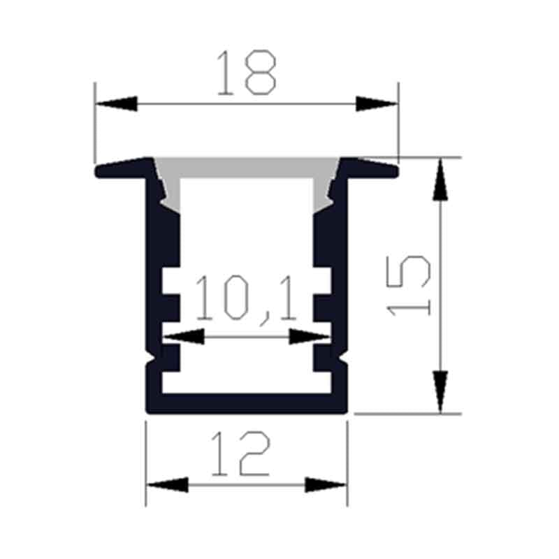Profilé aluminium pour ruban LED LSP12/18-15 – en saillie, encastrable – vue 4