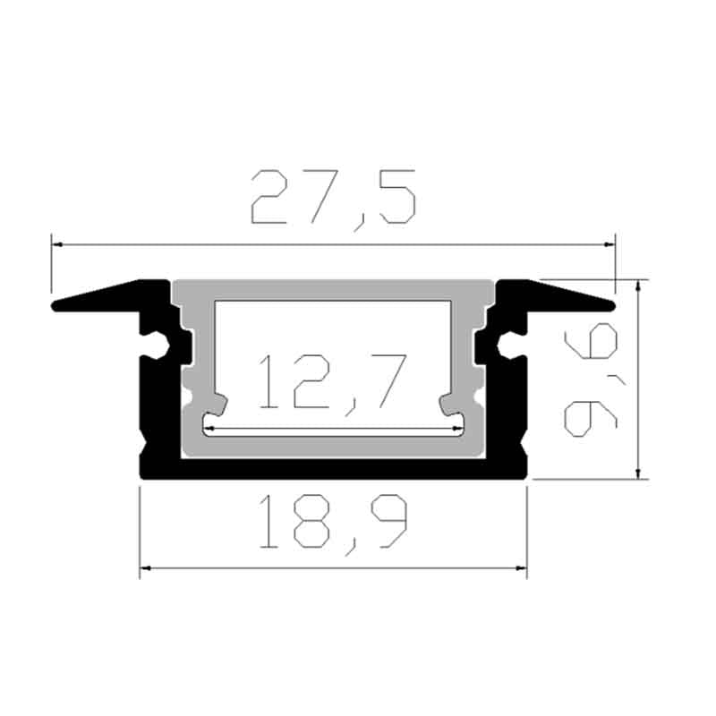Profilé aluminium pour ruban LED LSP19/28-10 – en saillie, encastrable – vue 5
