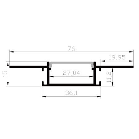 Profilé aluminium pour ruban LED LSP76-15 – vue 3
