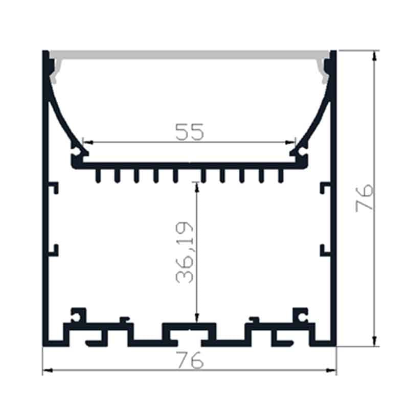 Profilé aluminium LED KD-LSP76/91-76 – suspendu, encastrable, en saillie – vue 2