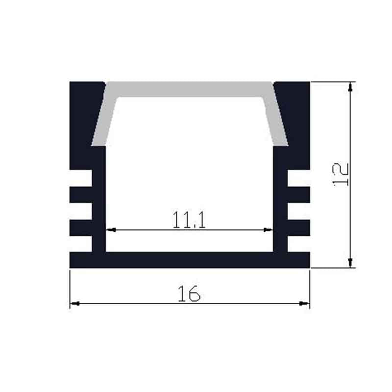 Profilé aluminium pour ruban LED LSP16-12 – vue 2