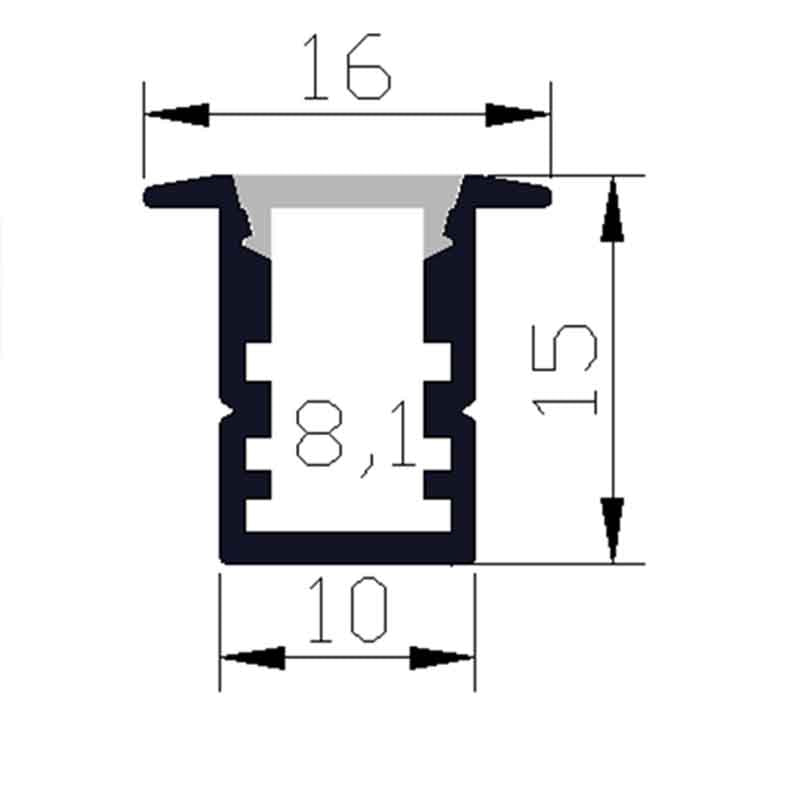 Profilé aluminium pour ruban LED LSP10/16-15 – en saillie, encastrable – vue 4