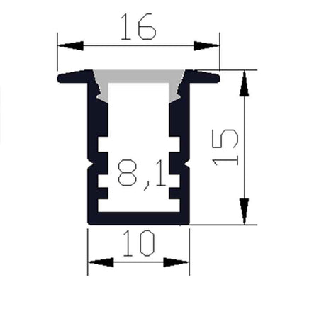 Profilé aluminium pour ruban LED LSP10/16-15 – en saillie, encastrable – vue 4