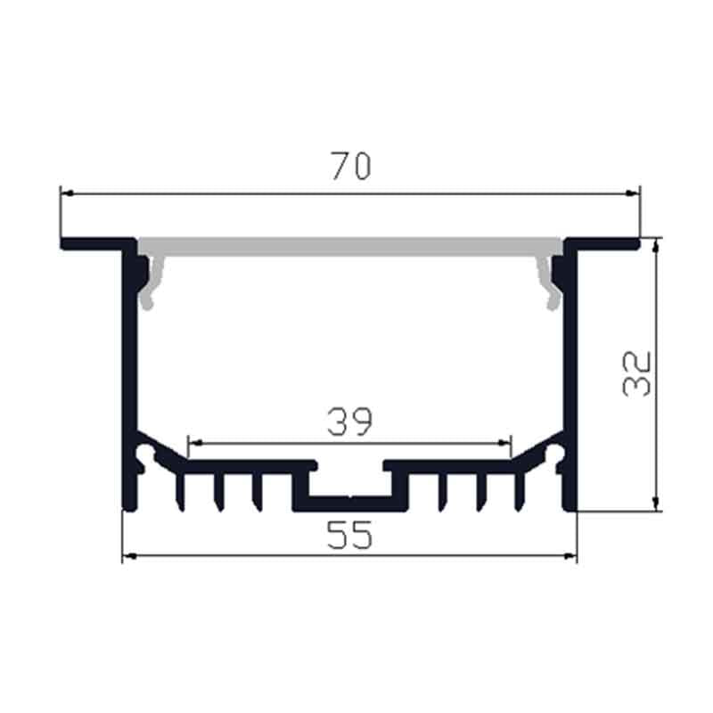 Profilé aluminium pour ruban LED LSP55/70-32 – vue 4
