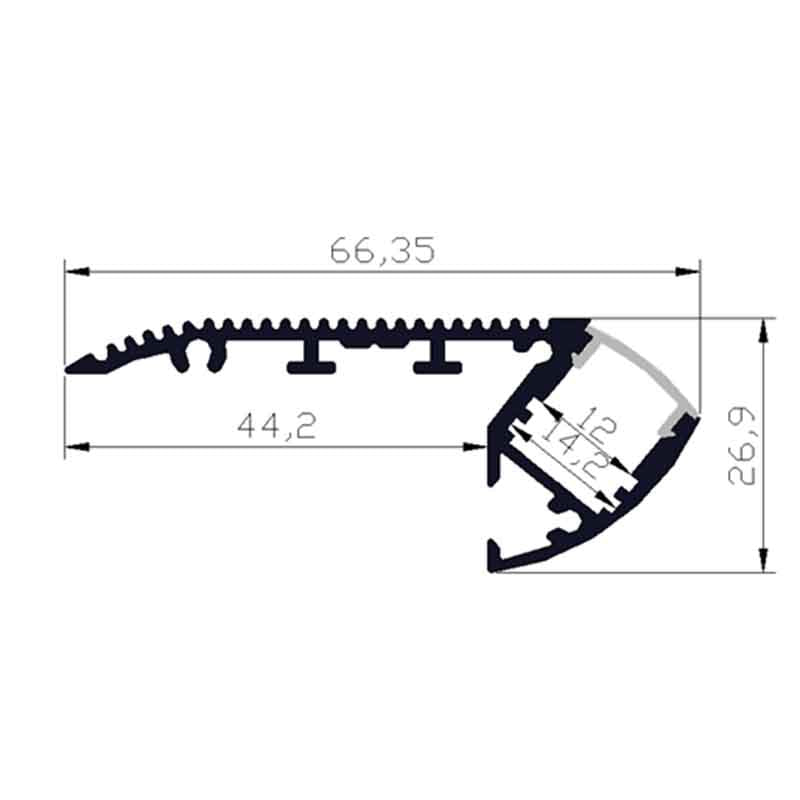 Profilé aluminium pour ruban LED LSP67-27 – marche d'escalier – vue 2