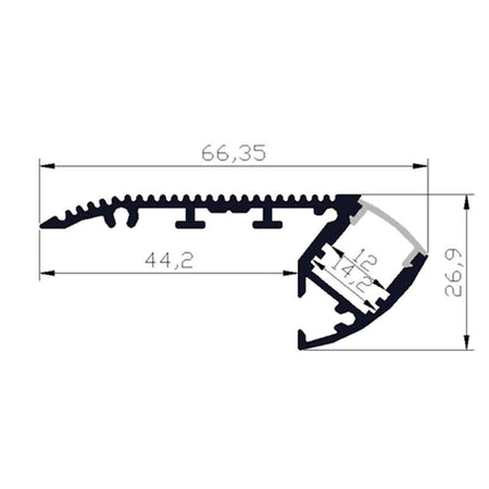 Profilé aluminium pour ruban LED LSP67-27 – marche d'escalier – vue 2