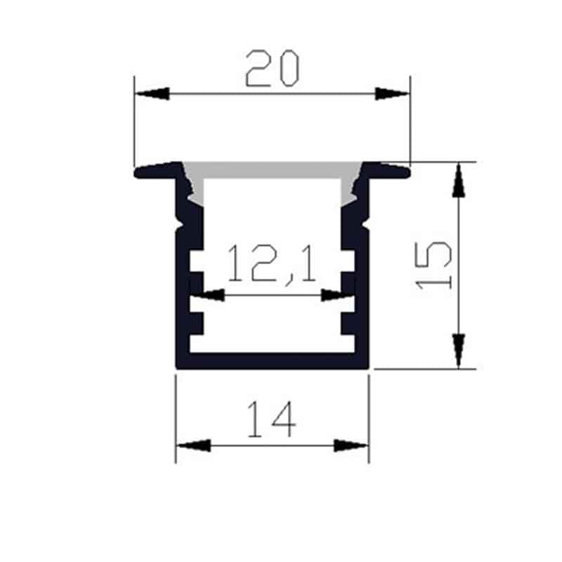 Profilé aluminium pour ruban LED LSP14/20-15 – en saillie, encastrable – vue 4