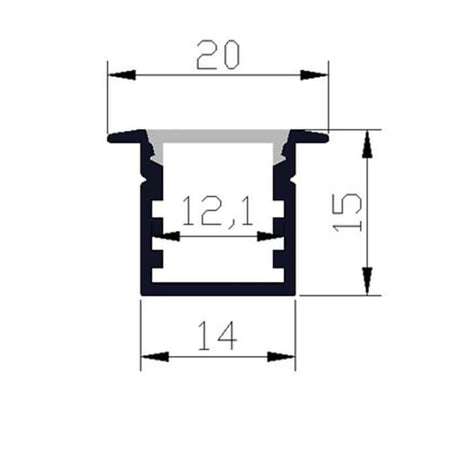Profilé aluminium pour ruban LED LSP14/20-15 – en saillie, encastrable – vue 4