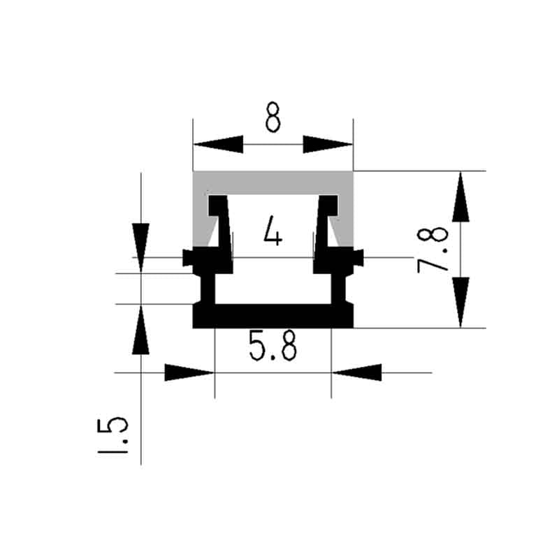 Profilé aluminium pour ruban LED LSP08-08A – vue 2
