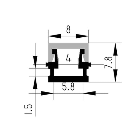 Profilé aluminium pour ruban LED LSP08-08A – vue 2