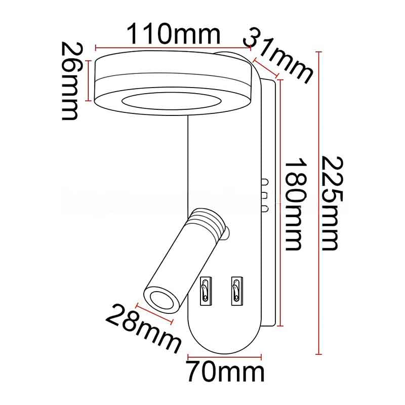 Liseuse murale LED KAZABED ALK21 – 9 W – vue 6