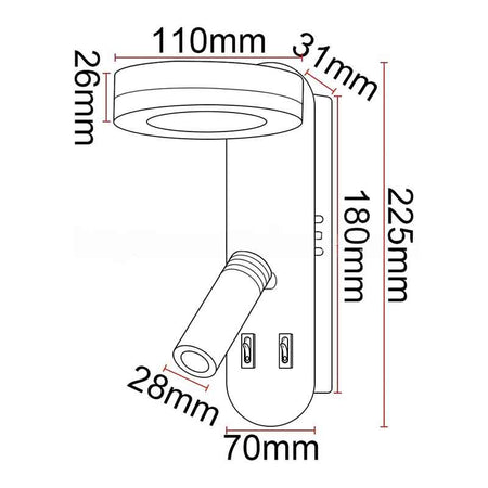 Liseuse murale LED KAZABED ALK21 – 9 W – vue 6