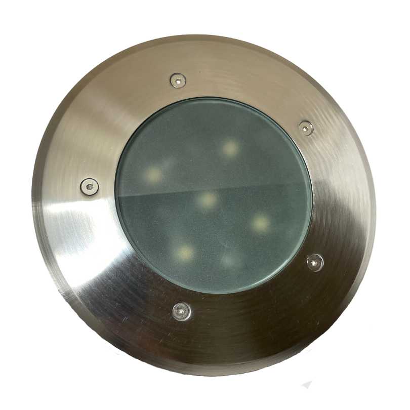 Spot encastré au sol LED rond – inox 304, blanc chaud 3000 K, 5 W – vue 1