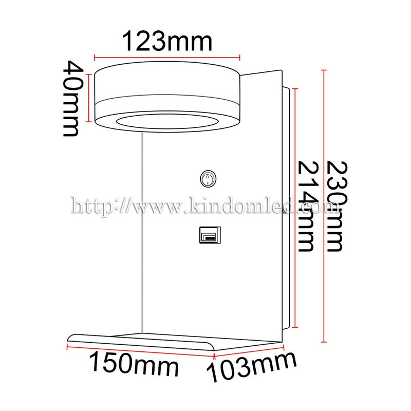 Liseuse murale LED KAZABED ALUK21 – USB, 6 W – vue 5