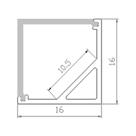 Profilé aluminium pour ruban LED LSP16-16 – vue 2