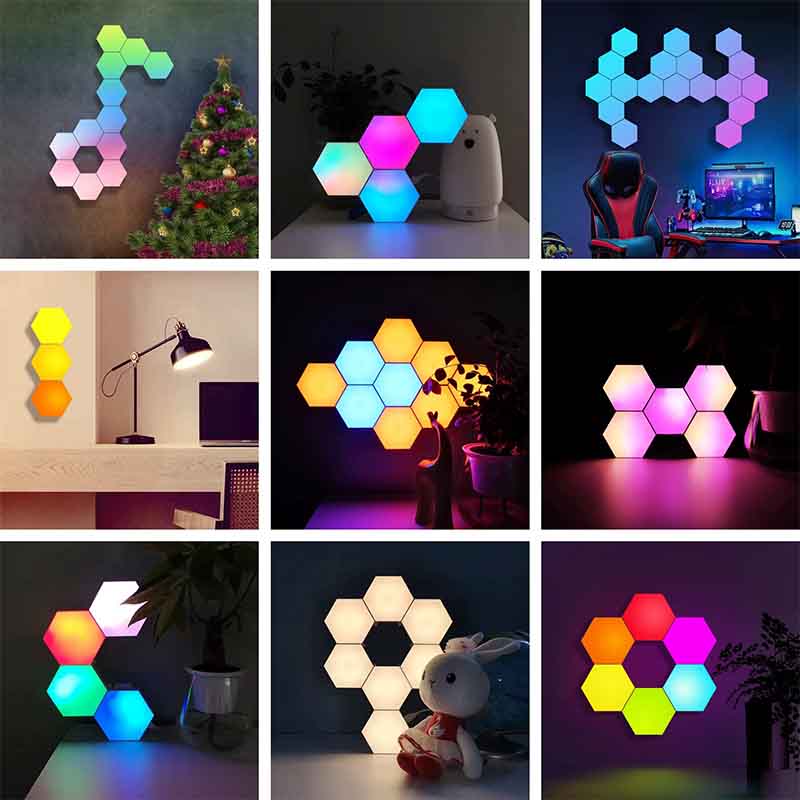 Applique hexagonale KAZAHEX HL10 – connectée Tuya, multicolore RGB – vue 4