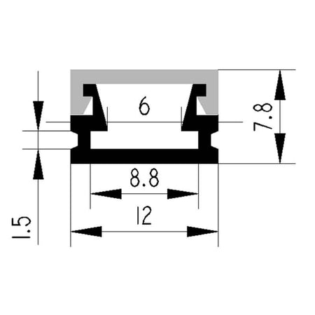 Profilé aluminium pour ruban LED LSP12-08 – vue 2