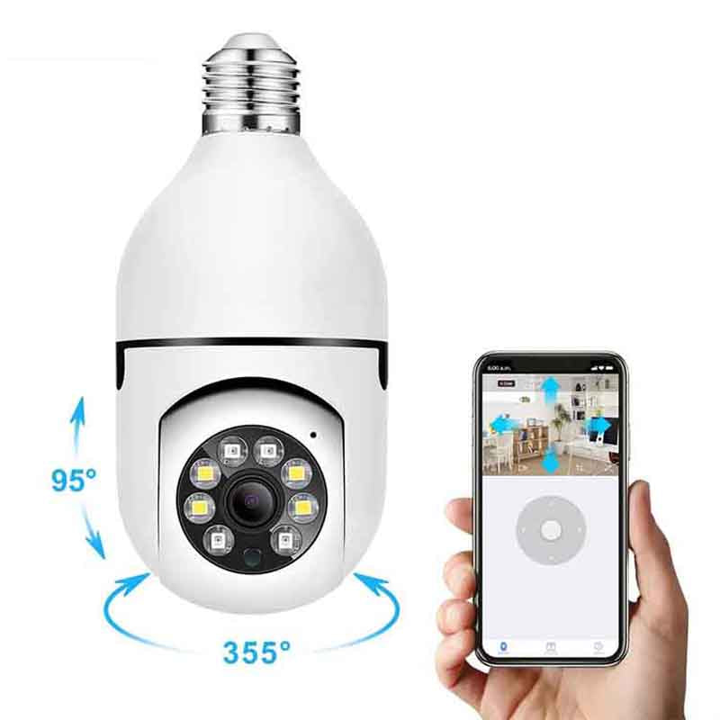Caméra de surveillance dôme E27 – Wifi, PTZ, blanc – vue 2