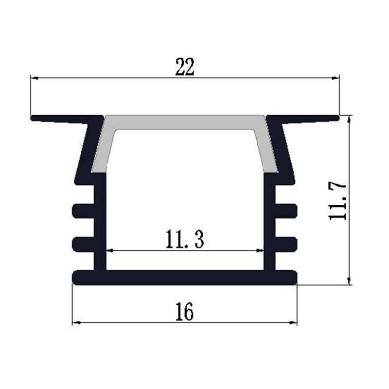 Profilé aluminium pour ruban LED LSP22-12 – vue 2