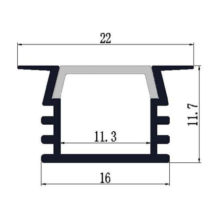 Profilé aluminium pour ruban LED LSP22-12 – vue 2