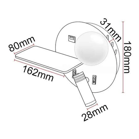 Liseuse murale LED KAZABED ALUK11 – USB, 8 W – vue 6
