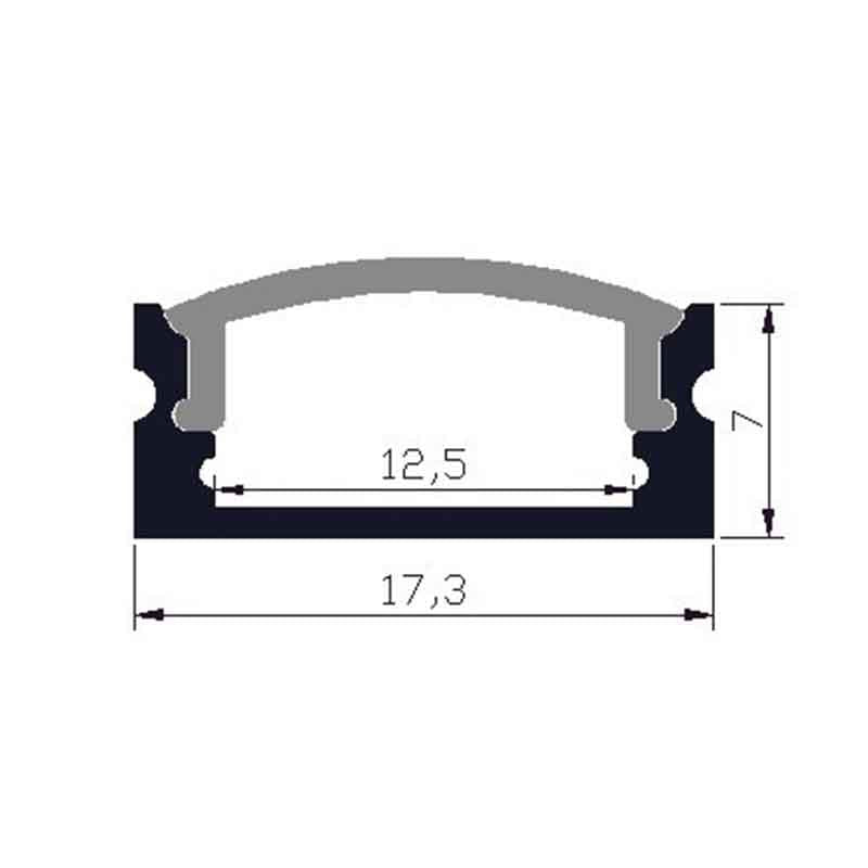 Profilé aluminium pour ruban LED LSP17/25-07 – en saillie, encastrable – vue 2