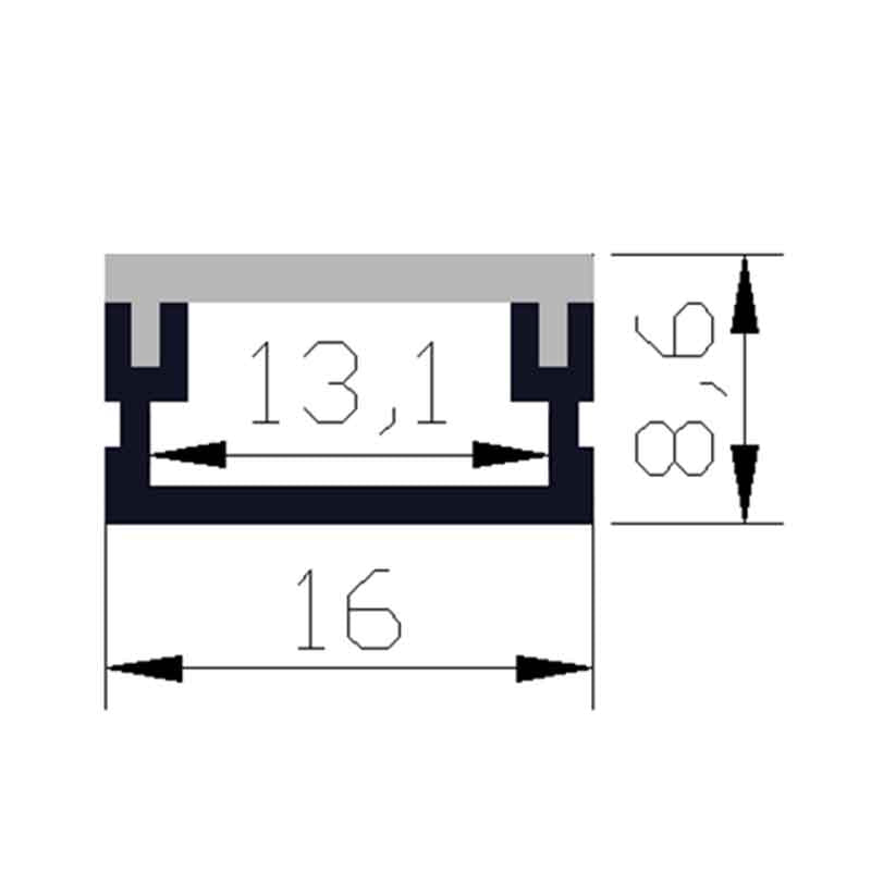 Profilé aluminium pour ruban LED LSP16-09/13 – en saillie, encastrable – vue 2