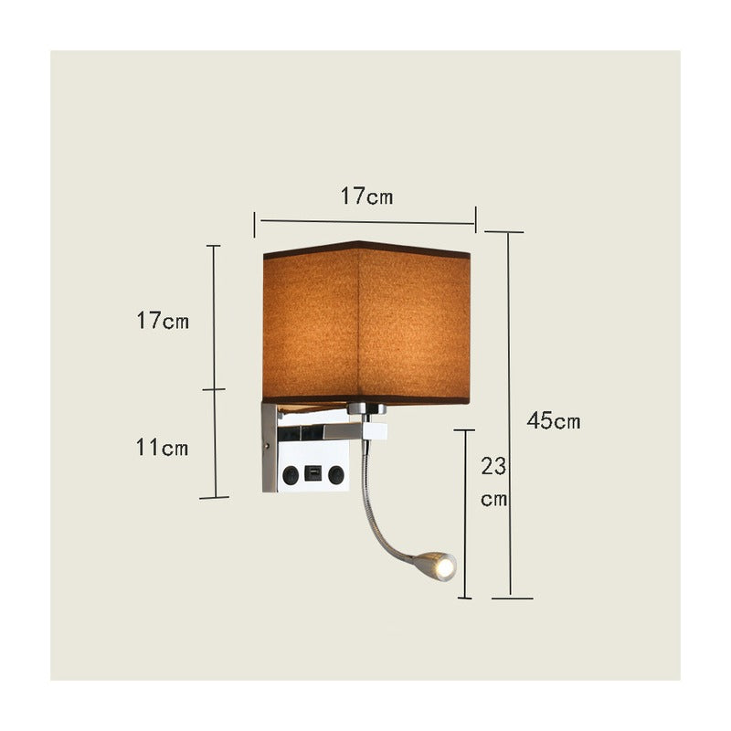 Liseuse E27 KAZABOXLIS ALUK30 – avec abat-jour, USB – vue 6