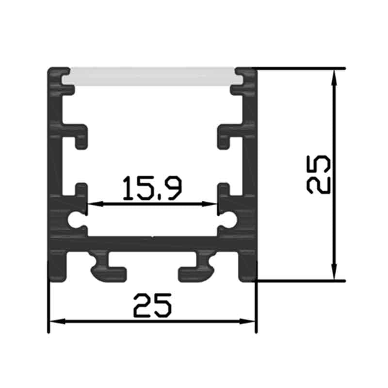 Profilé aluminium en arc pour ruban LED KAZARC R – noir – vue 4