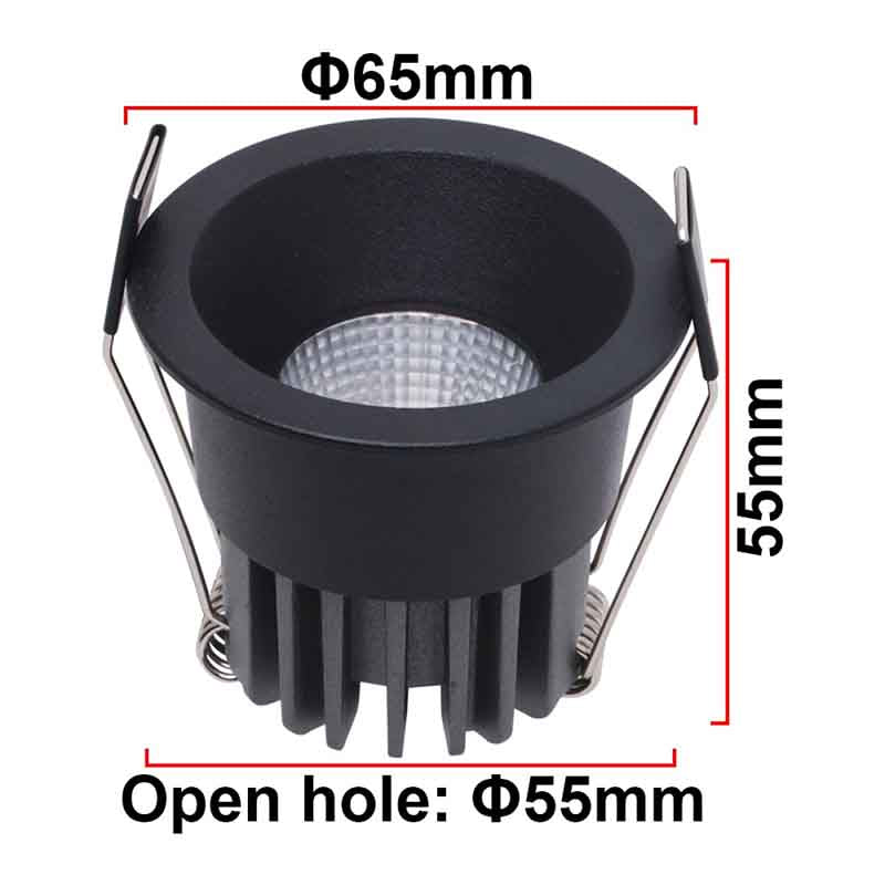 Spot encastrable LED KAZACEIL DL8 – noir, dimmable triac – vue 3