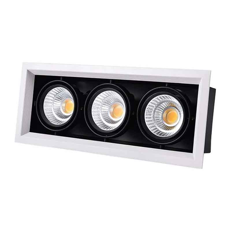 Spot encastrable orientable à grille KAZAGRILL DL – noir, 395 × 145 mm – vue 1