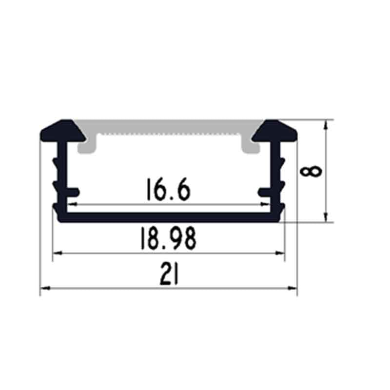 Profilé aluminium pour ruban LED LSP21-08 – vue 2