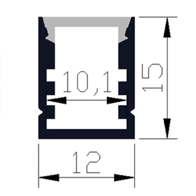 Profilé aluminium pour ruban LED LSP12/18-15 – en saillie, encastrable – vue 2