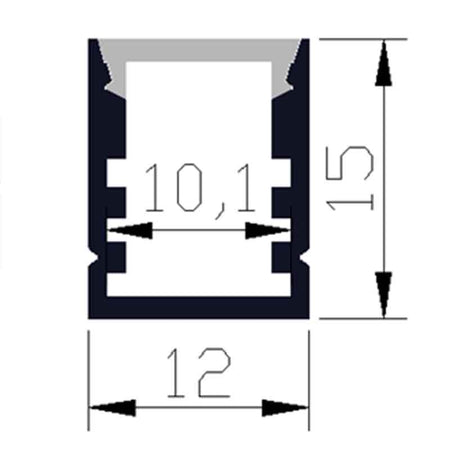 Profilé aluminium pour ruban LED LSP12/18-15 – en saillie, encastrable – vue 2