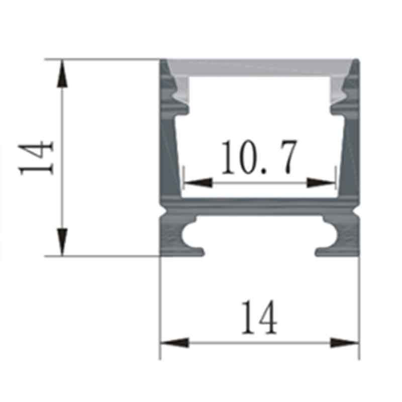 Profilé aluminium pour ruban LED LSPM14-14 – aimanté – vue 2