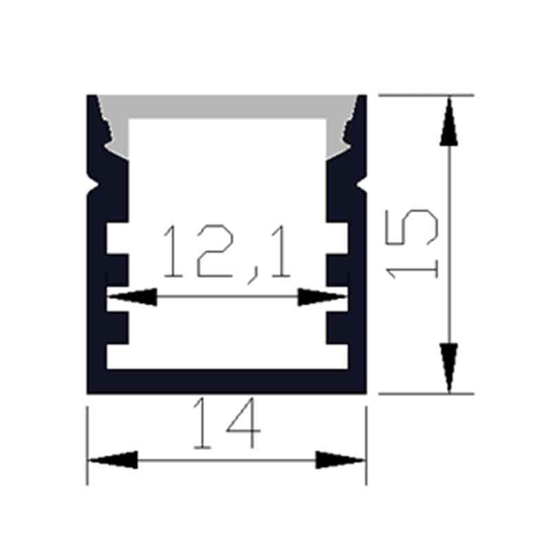 Profilé aluminium pour ruban LED LSP14/20-15 – en saillie, encastrable – vue 2